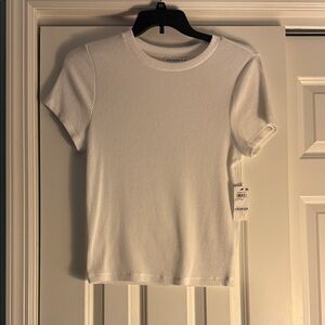 AND NOW THIS White Ribbed Knit Top Size L